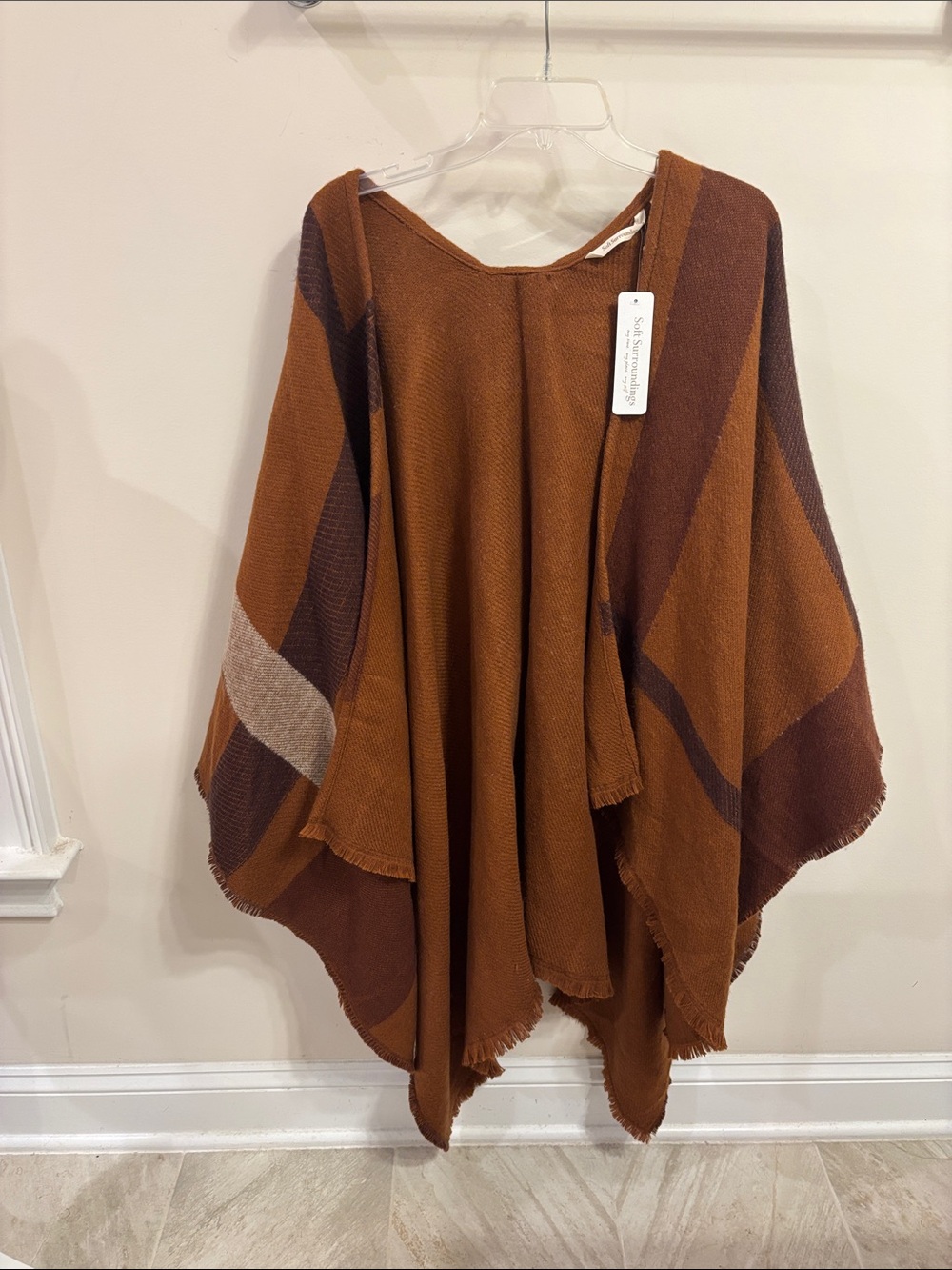 Soft Surroundings NWT Rust and Chocolate Brown Knit Poncho